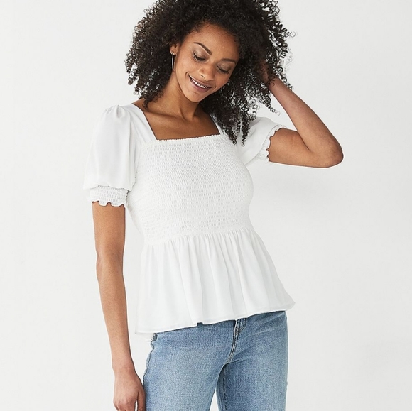 Nine West Tops - *Nine West Smocked Peplum Short Sleeve Top NWOT